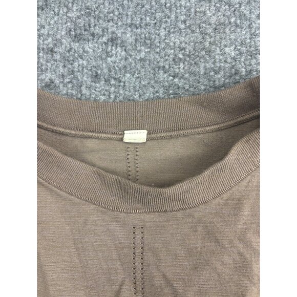 Athleta Athletic Long Sleeve T-Shirt Women's Medium Taupe Brown Crew Neck Fitted - Picture 2 of 9